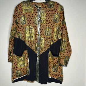 VINTAGE 3K FASHION Womens Multi Printed Button Front Top Jacket Size OS